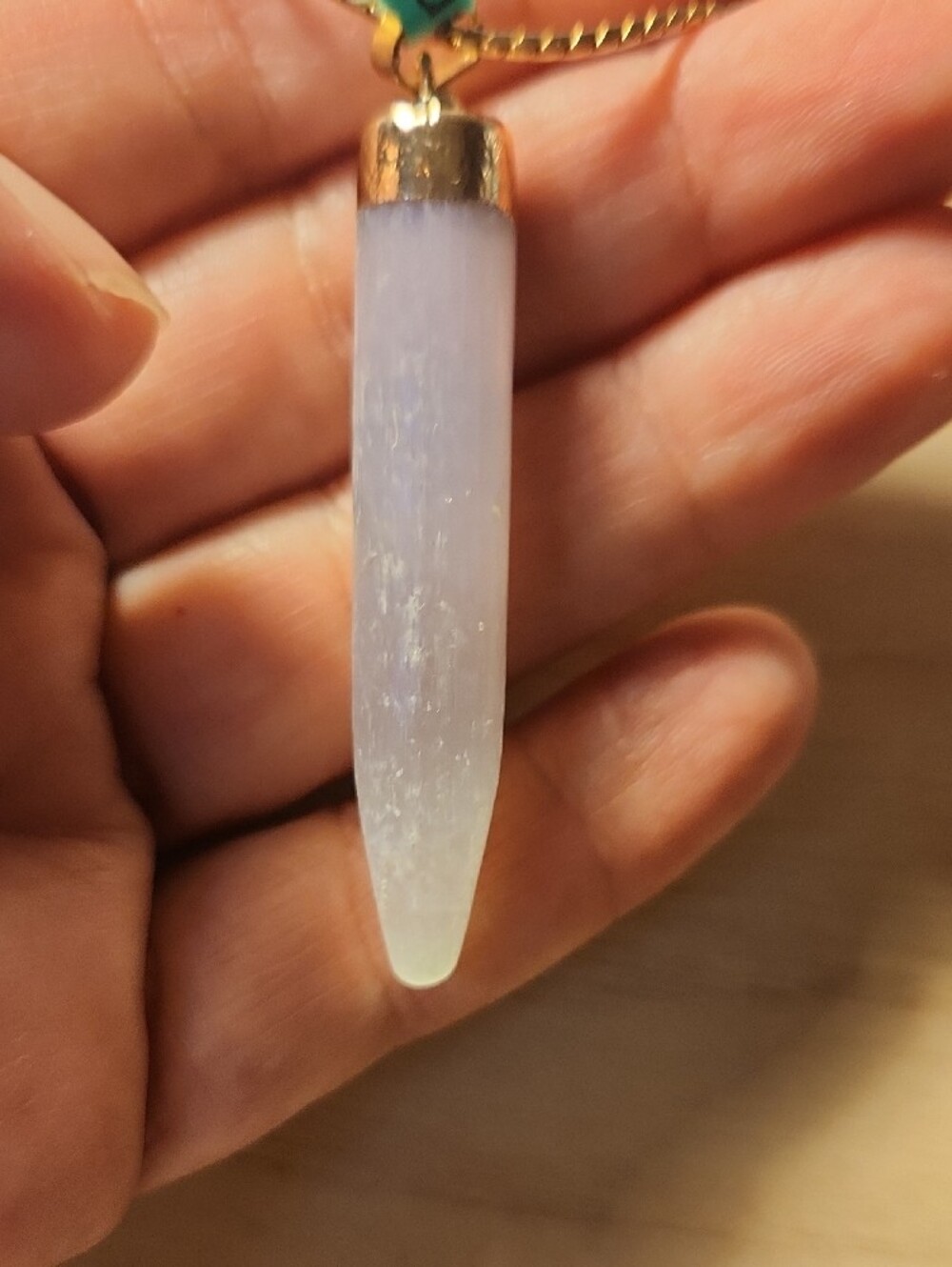 Selenite Wand On Gold-Tone Monet Chain Pendant Necklace-Women's Jewelry - Picture 2 of 4